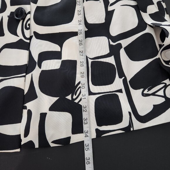 Women's Alfani Black and White Lined Belted Jacket with 3/4 Sleeves Size Medium - Picture 5 of 15